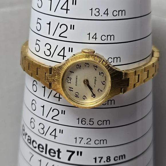 Vintage Burdines Gold Tone Watch 17 Jewels 19mm Dainty Manual Wind Running - Picture 7 of 10